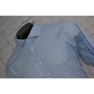 TM Lewin Dress Shirt Mens Size 3XL Slim Fit Blue Luxury Cotton French‎ Cuffs